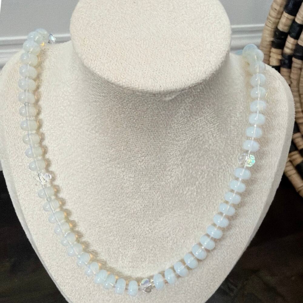 Second Bloom Studio Artisan Made Opalite Aurora Crystal Necklace 20" Iridescent
